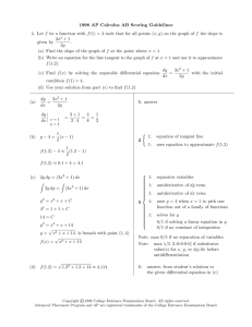1998 AP Calculus AB Scoring Guidelines 4. Let f be a function with f(1)