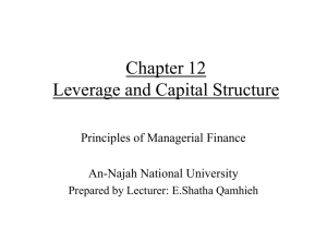Chapter 12 Leverage and Capital Structure - An