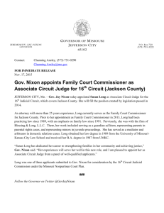 Governor Nixon Appoints Jackson County Family Court