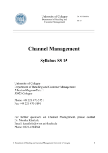 course syllabus - Department of Retailing and Customer Management