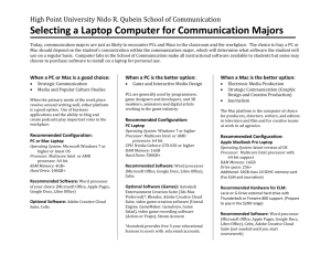 Selecting a Laptop Computer for Communication Majors