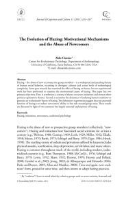 The evolution of hazing: Motivational mechanisms