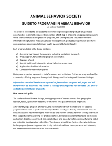 Programs in Animal Behavior