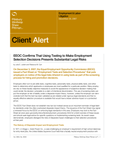 EEOC Confirms That Using Testing to Make Employment Selection