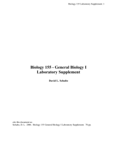 Biology 155 - General Biology I Laboratory Supplement