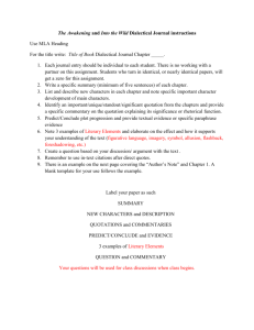 The Awakening and Into the Wild Dialectical Journal instructions