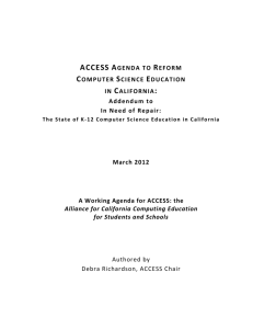 ACCESS Agenda to Reform Computer Science Education in California