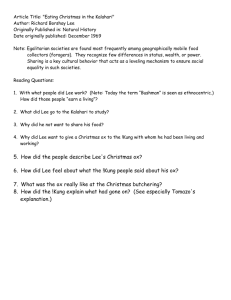 Reading Questions for "Eating Christmas in the Kalahari"