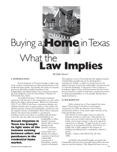 Buying a Home in Texas - Journal of Consumer & Commercial Law