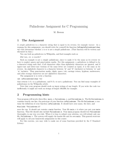 Palindrome Assignment for C Programming