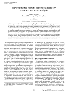 (2001). Environmental context-dependent memory: A review and