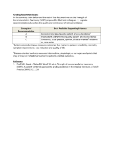 Grading Recommendations In the summary table below and the rest