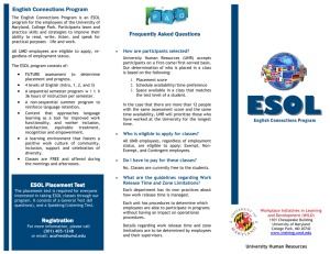 English Connections Program ESOL Placement Test Registration