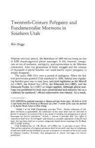 Twentieth-Century Polygamy and Fundamentalist Mormons in