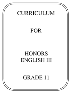 Honors English III - Grade 11