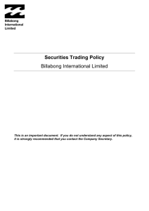 Securities Trading Policy Billabong International Limited