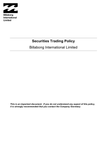 Securities Trading Policy Billabong International Limited