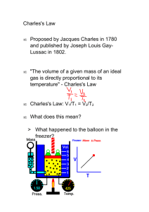 Charles's Law • Proposed by Jacques Charles in 1780 and