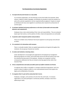 Ten Characteristics of an Inclusive Organization 1. It accepts
