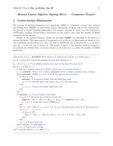 Honors Linear Algebra (Spring 2011) — Computer Project 1 Gauss