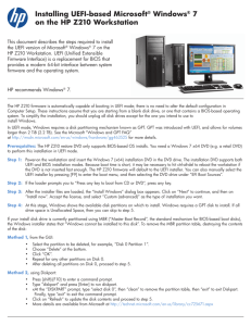 Installing UEFI-based Microsoft® Windows® 7 - Hewlett