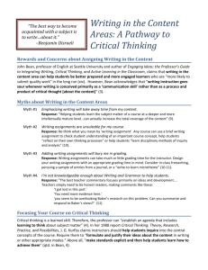 Writing in the Content Areas: A Pathway to Critical Thinking