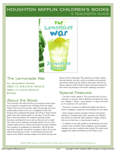Teacher's Guide for The Lemonade War published by Houghton