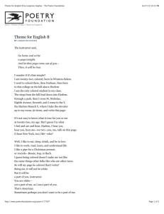 Theme for English B by Langston Hughes : The Poetry Foundation