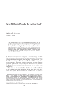 What Did Smith Mean by the Invisible Hand? William D. Grampp
