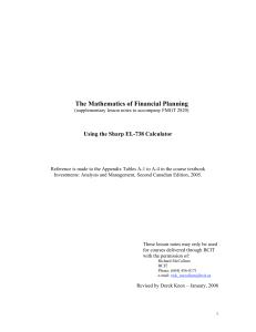 The Mathematics of Financial Planning Using the Sharp EL 738