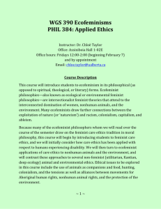 WGS 390 Ecofeminisms PHIL 384: Applied Ethics