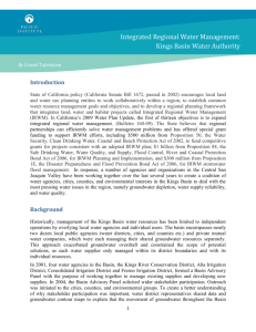 Integrated Regional Water Management: Kings Basin Water Authority