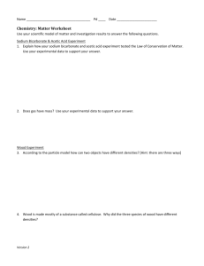 Chemistry: Matter Worksheet Specific answers will vary, but will