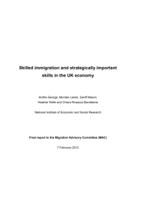 Skilled immigration and strategically important skills in the UK