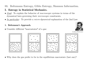 03. Boltzmann Entropy, Gibbs Entropy, Shannon Information. I