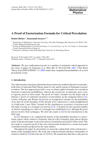 A Proof of Factorization Formula for Critical Percolation