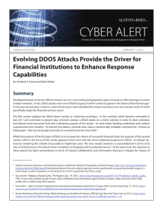 Cyber Alert: Evolving DDOS Attacks Provide the Driver for Financial