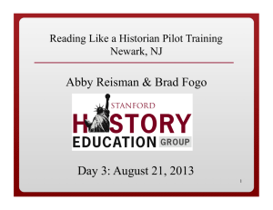 Day 3: August 21, 2013 Abby Reisman & Brad Fogo