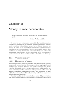 Chapter 16 Money in macroeconomics