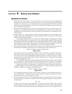 CHAPTER 4 Money and Inflation