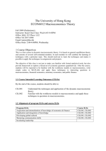 The University of Hong Kong ECON6012 Macroeconomics Theory