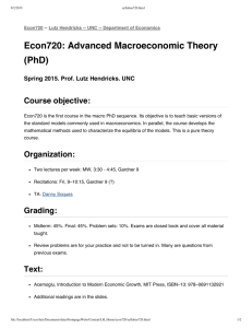 Econ720: Advanced Macroeconomic Theory (PhD)