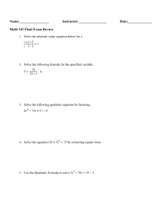 Math 143 Final Exam Review