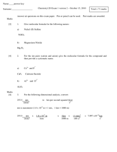 Chemistry120 Exam 1 version 2 – October 15, 2010 1 Answer all