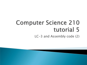LC3 Assembly Coding Tutorial - Department of Computer Science