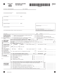 RESIDENT INCOME TAX RETURN - Maryland Tax Forms and
