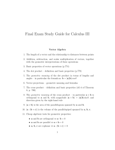 Final Exam Study Guide for Calculus III