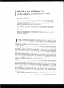 Reliability and validity of the willingness to communicate scale