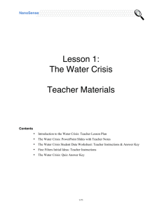 Lesson 1: The Water Crisis Teacher Materials - NanoSense