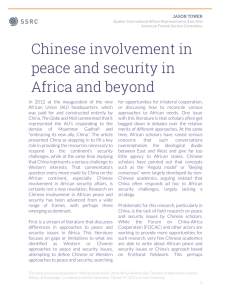 Chinese involvement in peace and security in Africa and beyond